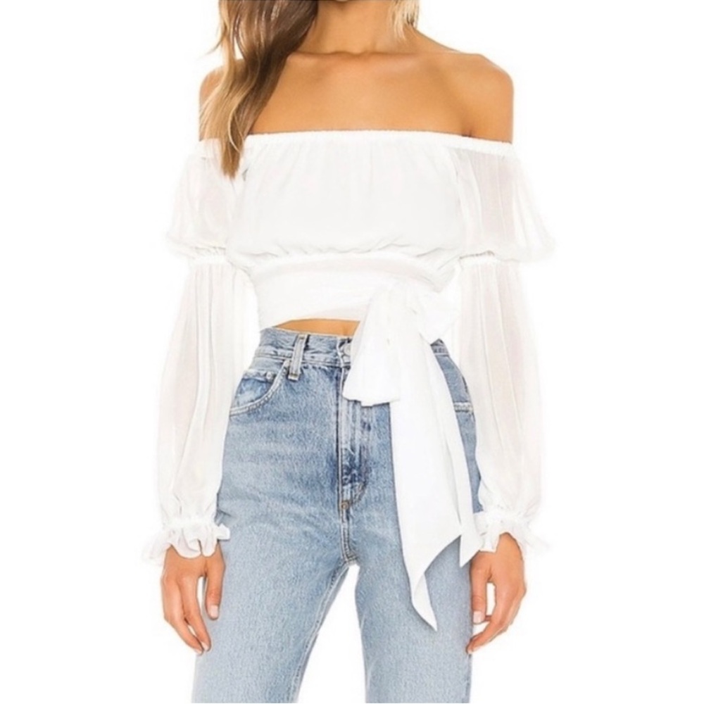 MAJORELLE Sydney White Off-Shoulder Top